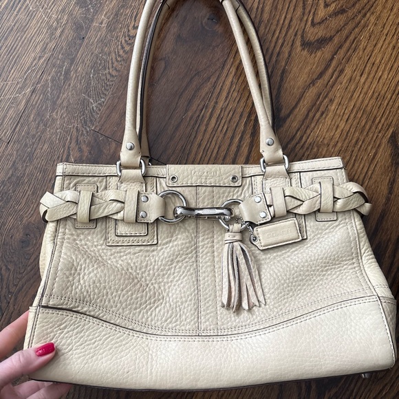 Coach Handbags - Coach Cream Leather Shoulder Bag